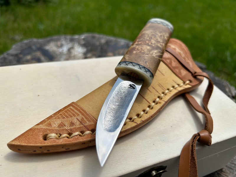 Forged Traditional Siberian Yakut knife crafted in Karelian birch