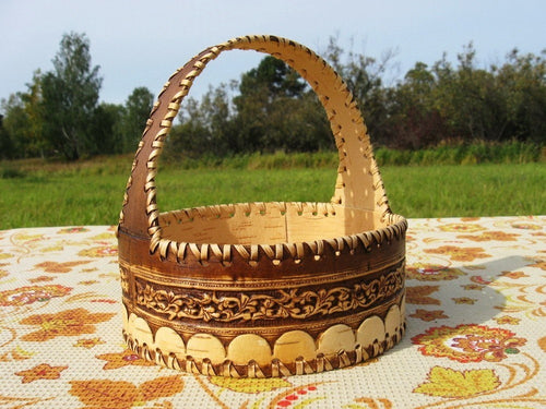 Hand crfated Siberian Birch Bark basket